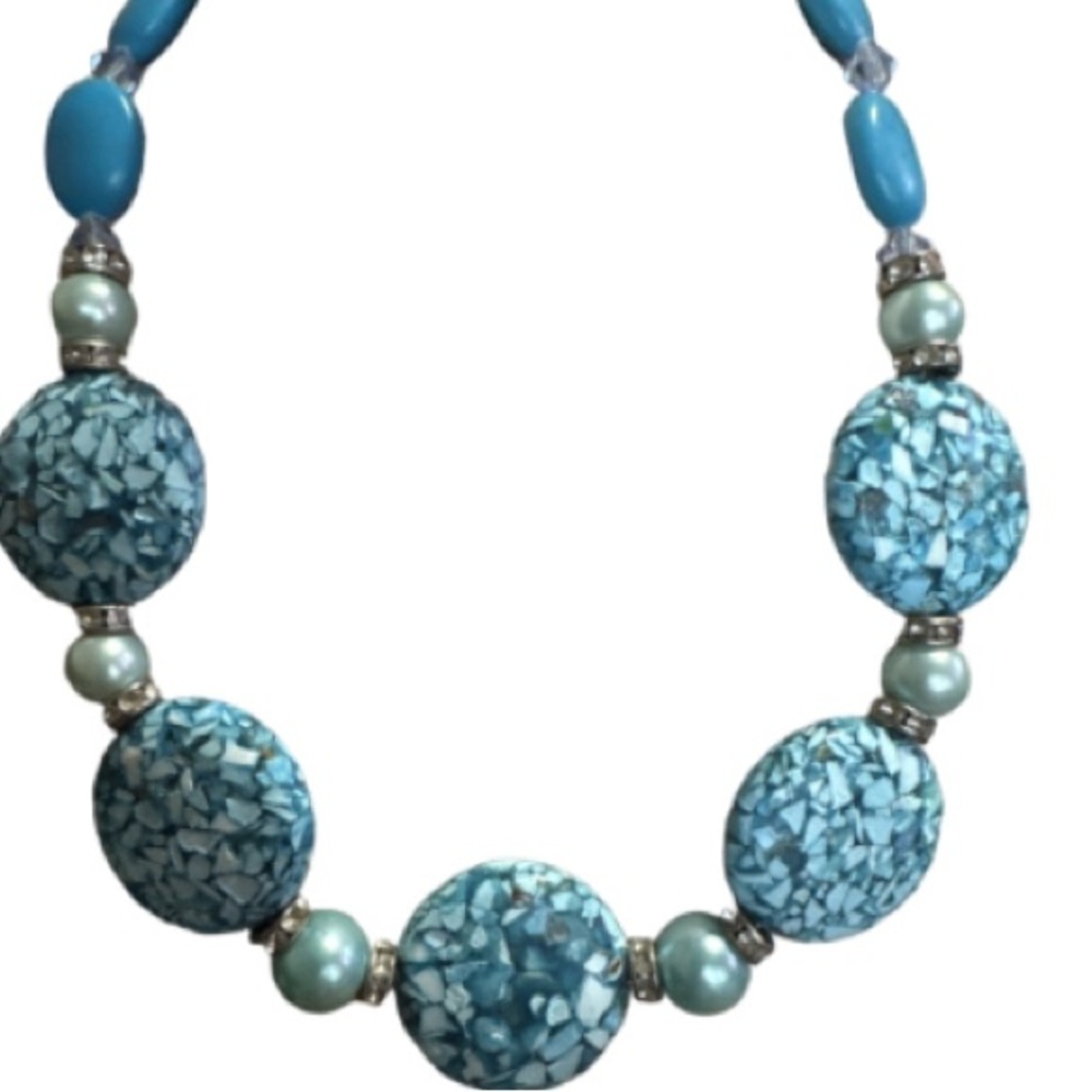 Elegant Blue  turquoise colored Beaded Necklace